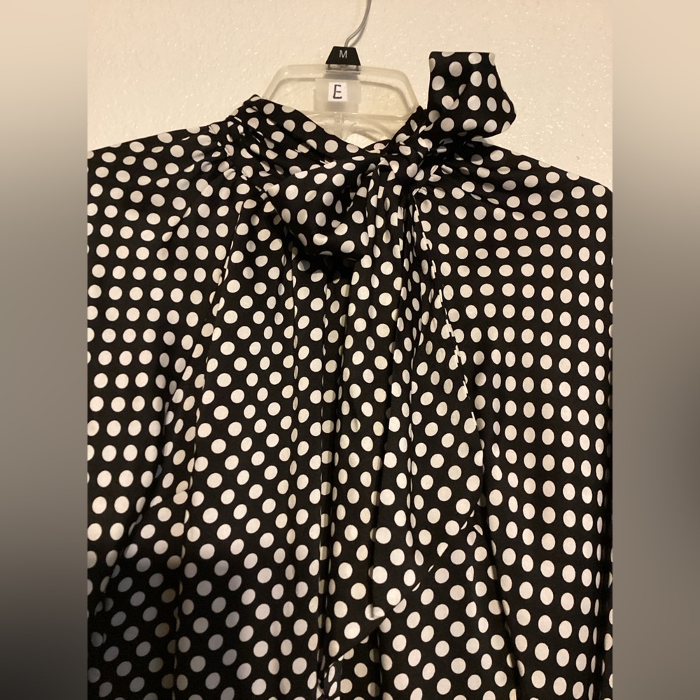 New Zara Black And White Polka Dot Dress - Picture 6 of 16